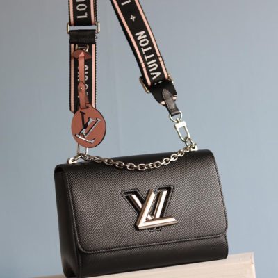 Louis Vuitton Twist MM Replica in Black, White & Pink