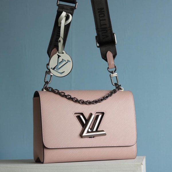 Louis Vuitton Twist MM Replica in Black, White & Pink - Image 9