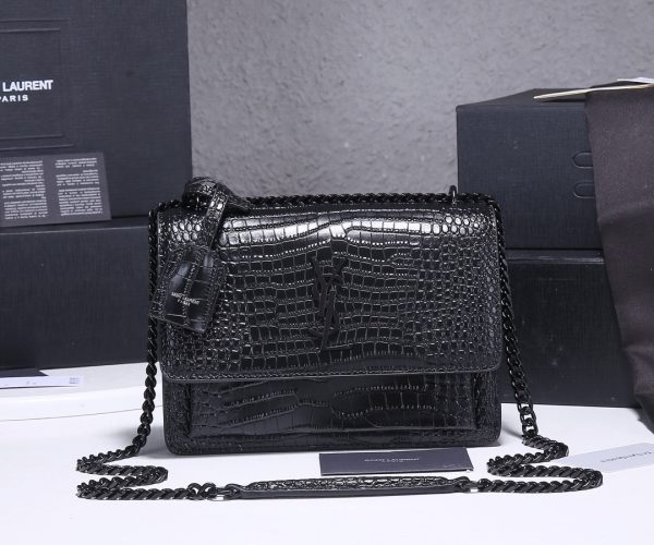 Replica YSL Sunset Croc Embossed Leather Bag 1737 - Image 10