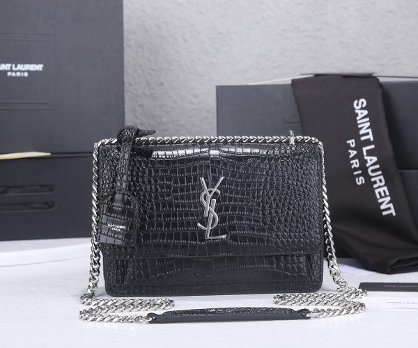 Replica YSL Sunset Medium Croc Embossed Leather Bag 1737 - Image 11