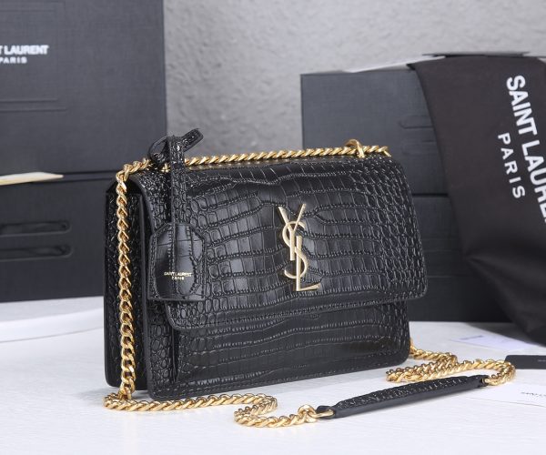 Replica YSL Sunset Croc Embossed Leather Bag 1737 - Image 2