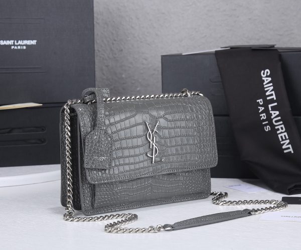 Replica YSL Sunset Medium Croc Embossed Leather Bag 1737 - Image 3