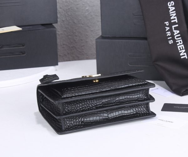 Replica YSL Sunset Croc Embossed Leather Bag 1737 - Image 4