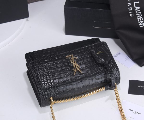 Replica YSL Sunset Croc Embossed Leather Bag 1737 - Image 5