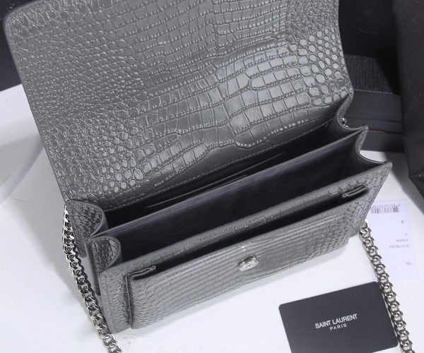 Replica YSL Sunset Medium Croc Embossed Leather Bag 1737 - Image 9