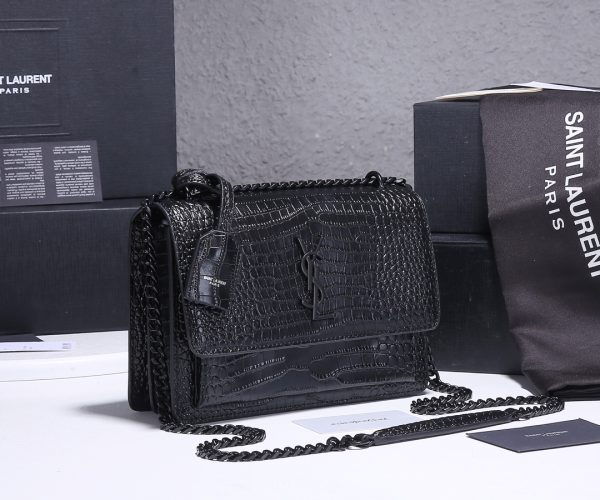 Replica YSL Sunset Croc Embossed Leather Bag 1737 - Image 12