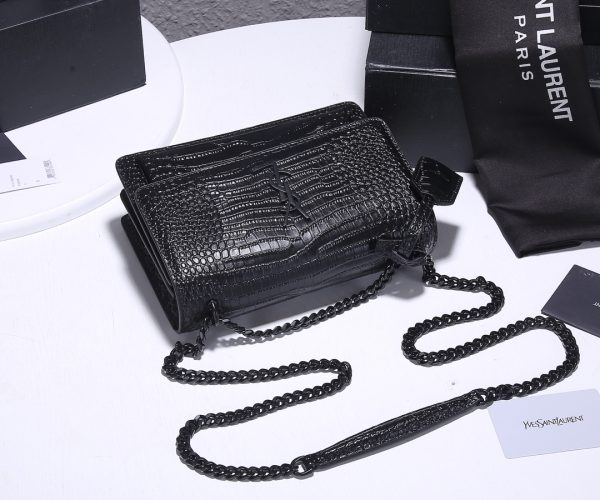 Replica YSL Sunset Croc Embossed Leather Bag 1737 - Image 14