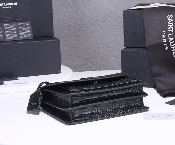 Replica YSL Sunset Croc Embossed Leather Bag 1737 - Image 11