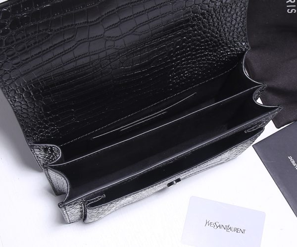 Replica YSL Sunset Croc Embossed Leather Bag 1737 - Image 18