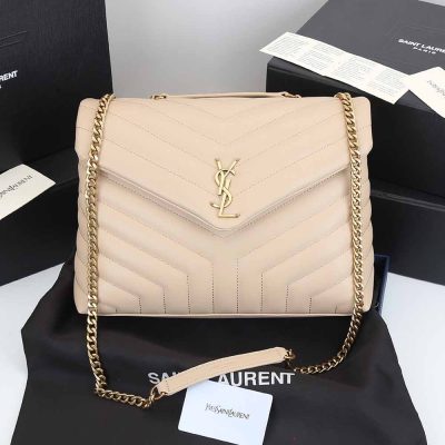 Replica YSL Loulou Medium Matelasse Leather Bag in Beige