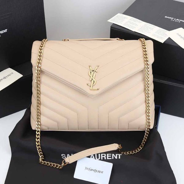 Replica YSL Loulou Medium Matelasse Leather Bag in Beige
