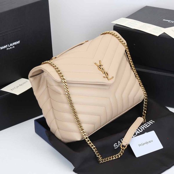 Replica YSL Loulou Medium Matelasse Leather Bag in Beige - Image 3