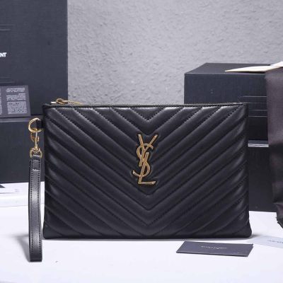 Replica YSL Monogram Tablet Pouch in Matelassé Leather