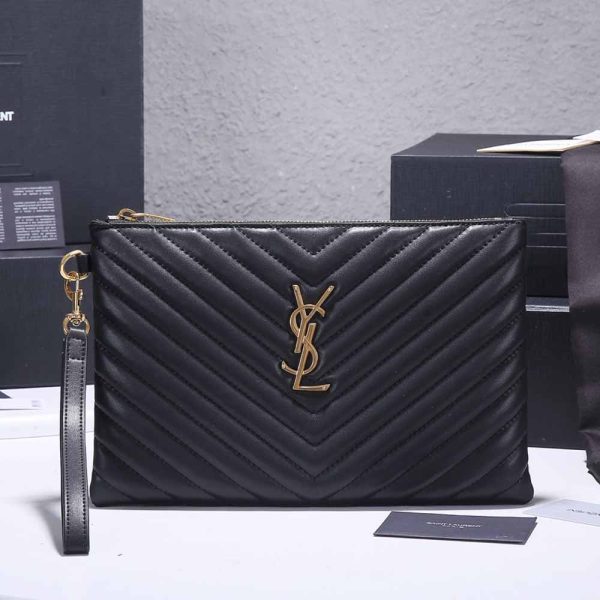 Replica YSL Monogram Tablet Pouch in Matelassé Leather