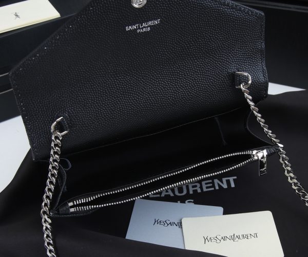 YSL Envelope Chain Wallet - Grain De Poudre Leather 1888 Replica - Image 16