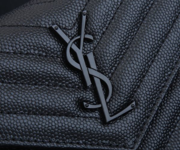 YSL Envelope Chain Wallet - Grain De Poudre Leather 1888 Replica - Image 4