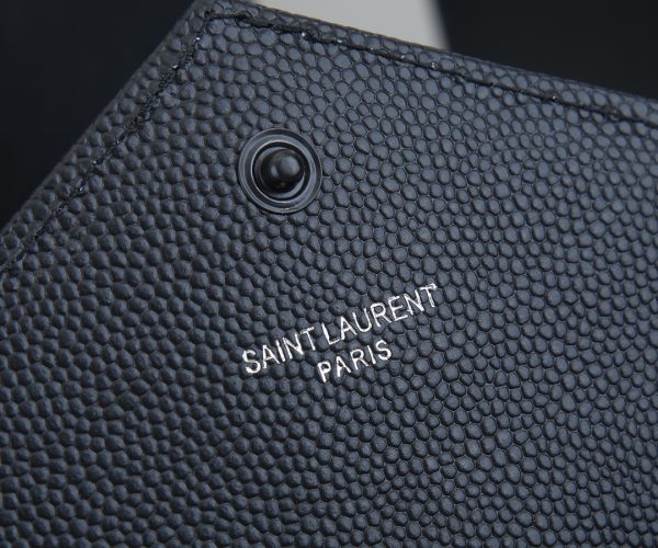 YSL Envelope Chain Wallet - Grain De Poudre Leather 1888 Replica - Image 6