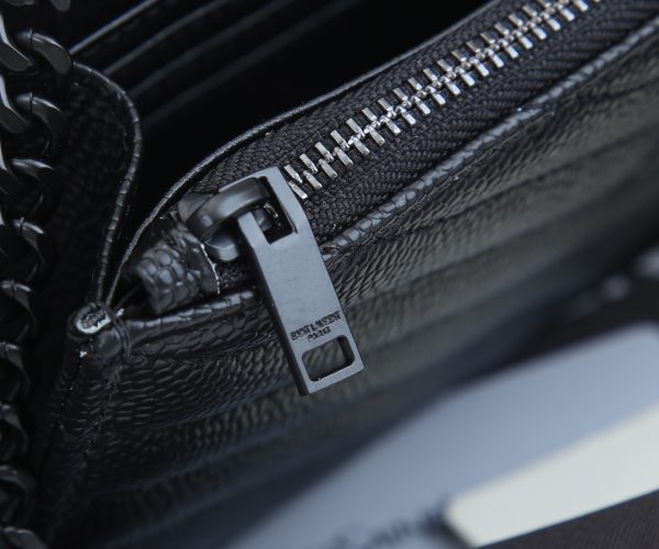 YSL Envelope Chain Wallet - Grain De Poudre Leather 1888 Replica - Image 9