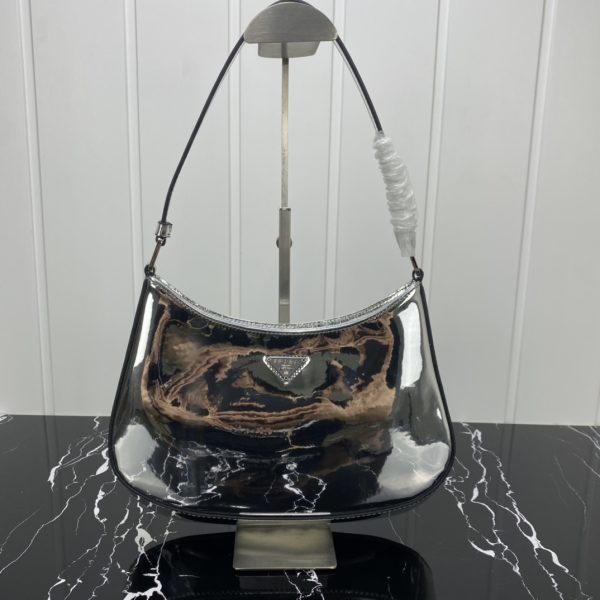 Prada Cleo Leather Shoulder Bag - Black & Silver - Image 10