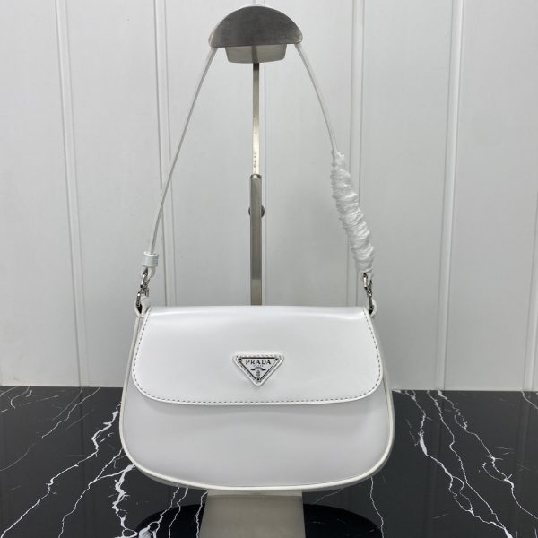 Replica Prada Cleo Leather Shoulder Bag in Pink/White - Image 11