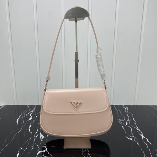 Replica Prada Cleo Leather Shoulder Bag in Pink/White