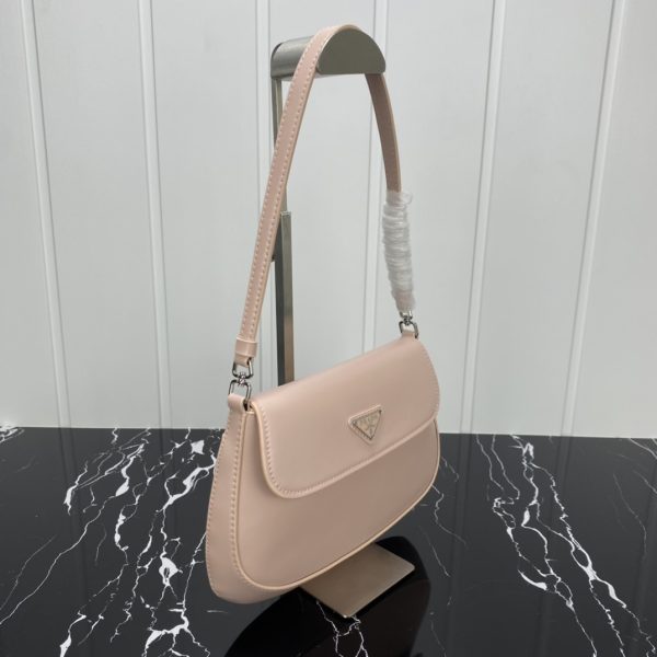 Replica Prada Cleo Leather Shoulder Bag in Pink/White - Image 2