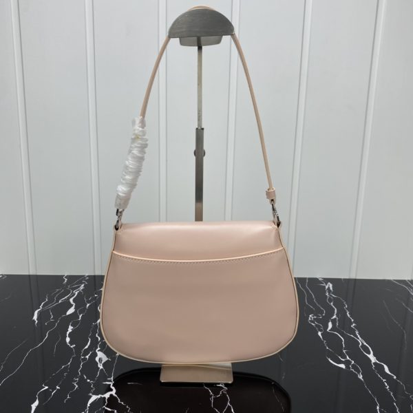 Replica Prada Cleo Leather Shoulder Bag in Pink/White - Image 3