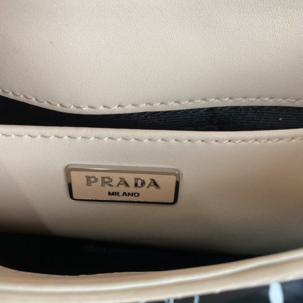 Replica Prada Cleo Leather Shoulder Bag in Pink/White - Image 6