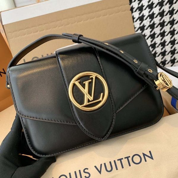 Replica LV Pont 9 M55948 Black Leather Crossbody Bag