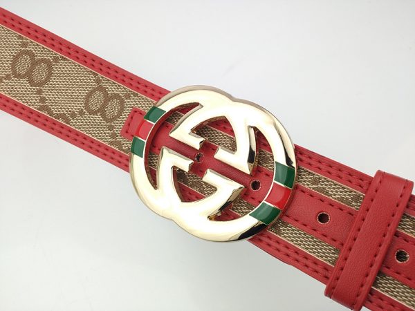 Replica Gucci G299-75 Red 38mm Leather Belt - Image 4