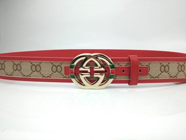 Replica Gucci G299-75 Red 38mm Leather Belt - Image 3