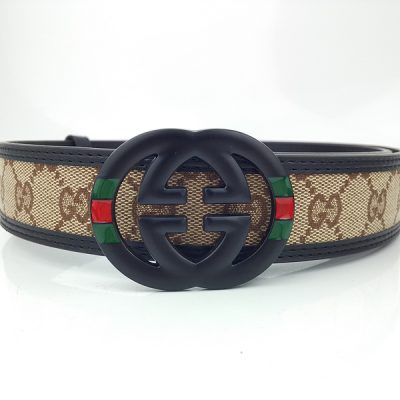 Replica Gucci Belt G296-75 38mm Black & Gold Buckle
