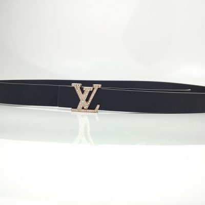 Replica LV L188-75 25mm Black Leather Belt