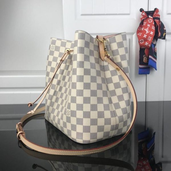 Replica Louis Vuitton Neonoe MM White Plaid Handbag M44022 - Image 12