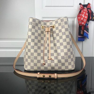 Replica Louis Vuitton Neonoe MM White Plaid Handbag M44022
