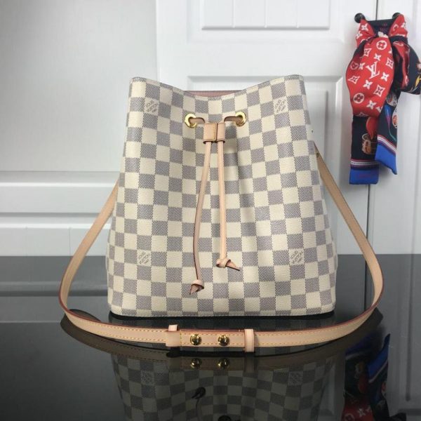 Replica Louis Vuitton Neonoe MM White Plaid Handbag M44022