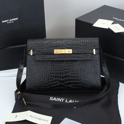 Replica YSL Manhattan Crocodile-Embossed Leather Shoulder Bag