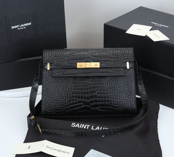 Replica YSL Manhattan Crocodile-Embossed Leather Shoulder Bag