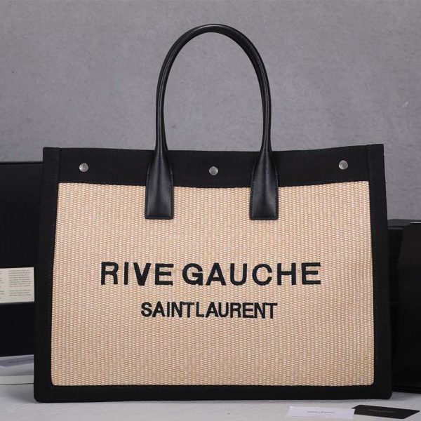 Replica YSL Rive Gauche Linen & Leather Tote Bag 2149