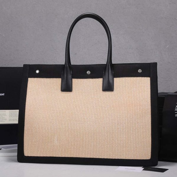Replica YSL Rive Gauche Linen & Leather Tote Bag 2149 - Image 3