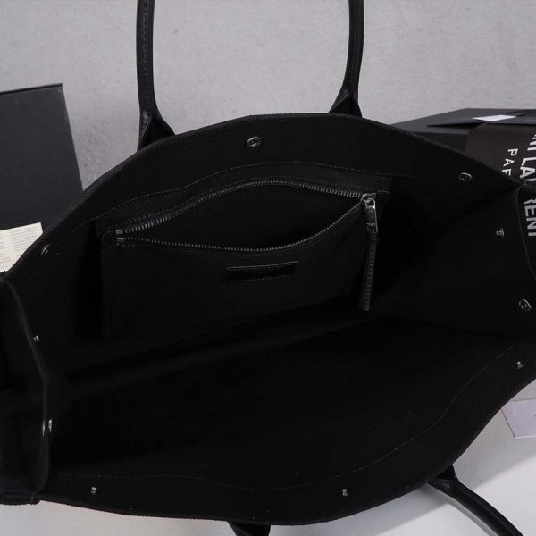 Replica YSL Rive Gauche Linen & Leather Tote Bag 2149 - Image 6