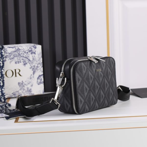 Replica Dior Black CD Diamond Canvas Messenger Pouch - Image 2