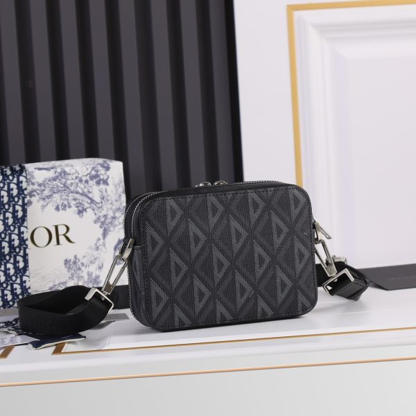 Replica Dior Black CD Diamond Canvas Messenger Pouch - Image 3
