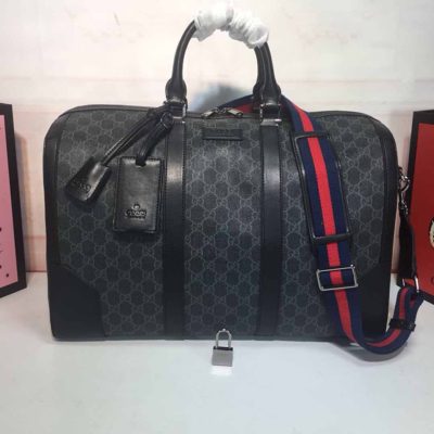 Gucci Double G Black/Grey Replica Duffle, Carry-On Style