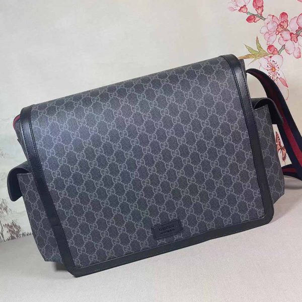 Replica Gucci GG Supreme Diaper Bag - Grey/Black 495909 - Image 8