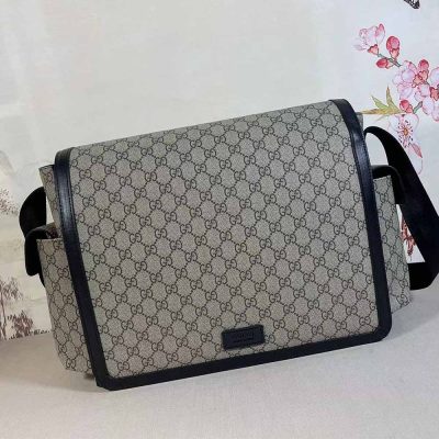 Replica Gucci GG Supreme Diaper Bag - Grey/Black 495909