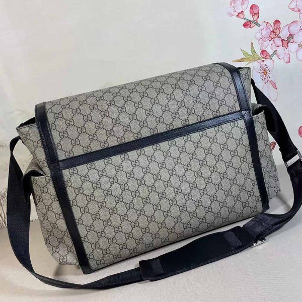 Replica Gucci GG Supreme Diaper Bag - Grey/Black 495909 - Image 3