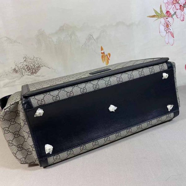 Replica Gucci GG Supreme Diaper Bag - Grey/Black 495909 - Image 6
