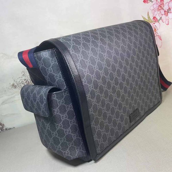Replica Gucci GG Supreme Diaper Bag - Grey/Black 495909 - Image 9