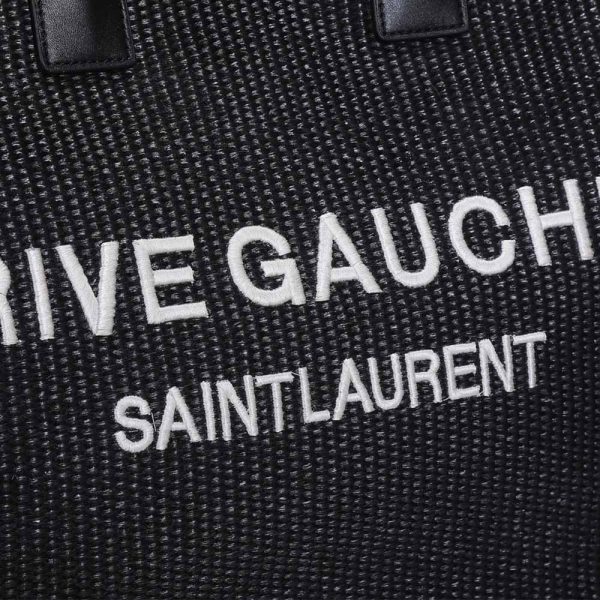 Replica YSL Rive Gauche Linen & Leather Tote Bag - Image 9
